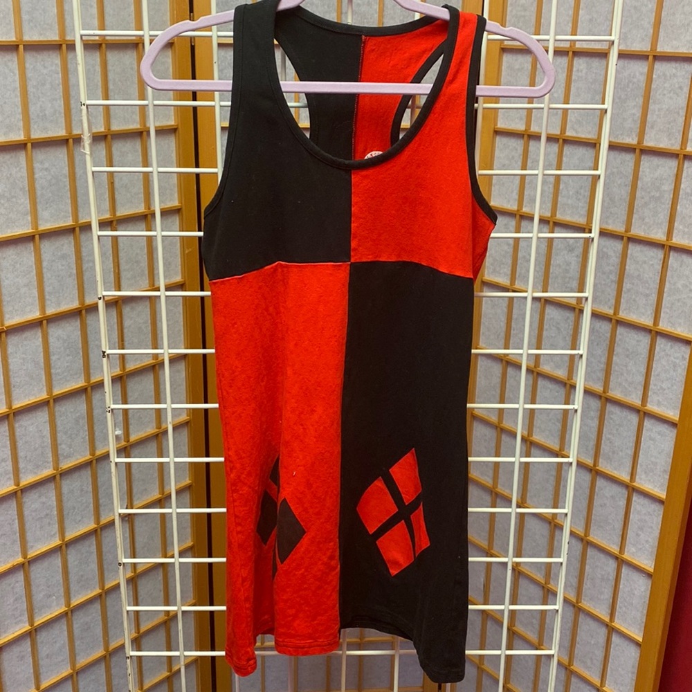 DC comics Harley Quinn Red and Black Racerback Dress Size XL